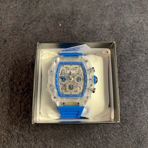 Invicta Activa Fury Men’s Watch-44.3mm MOD-ACW2305-002 Clear&Blue Skeleton(NWT)